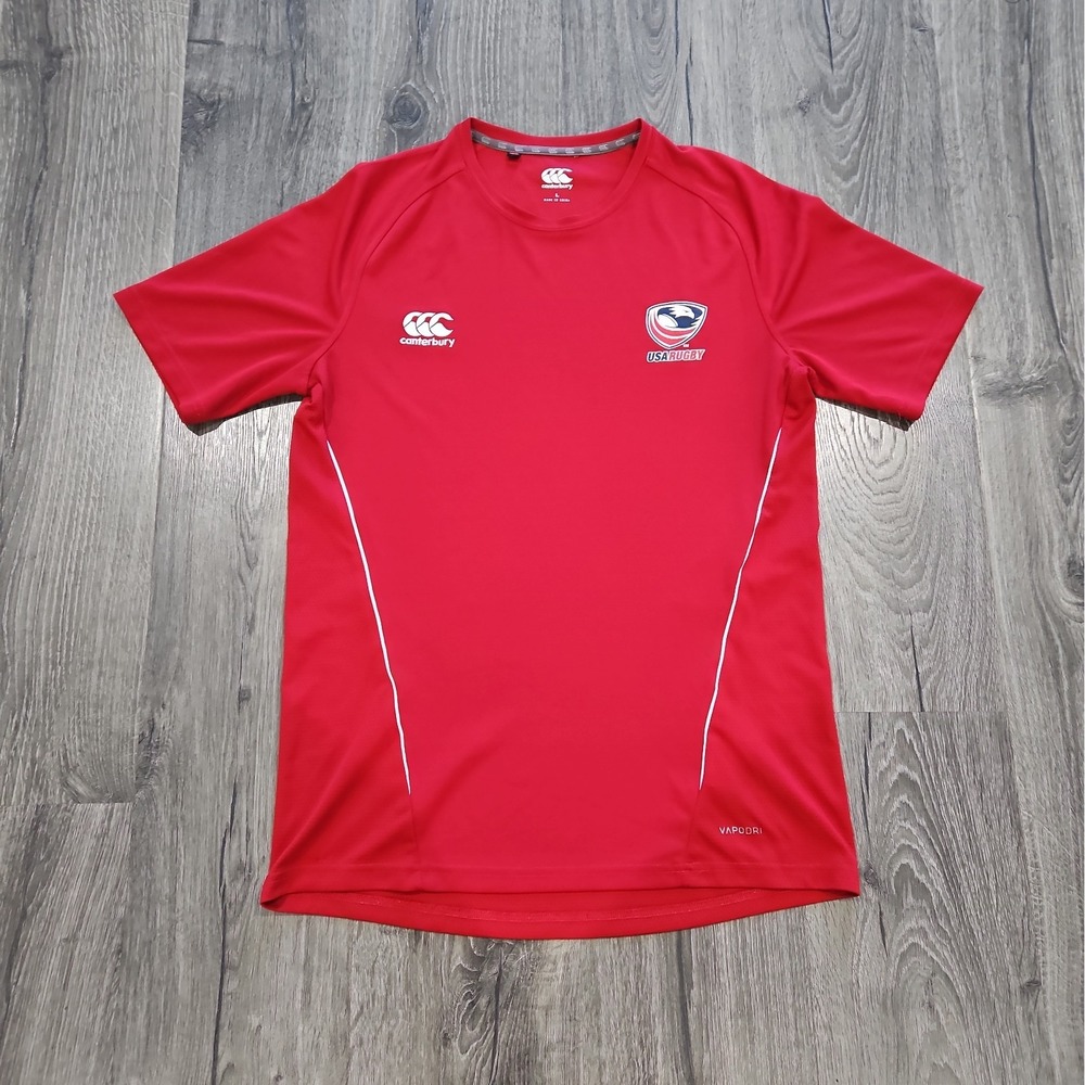 Canterbury USA Rugby Shirt Men's Large Red VapoDri Short Sleeve Training Jersey